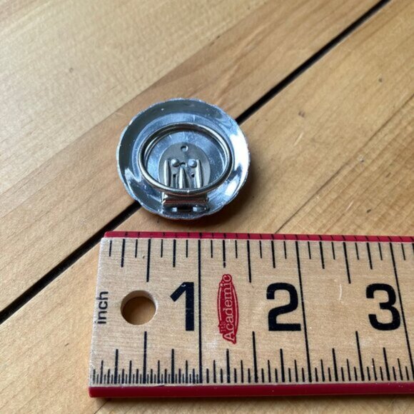 Sunflower Round Scarf Clip Silver-Tone Mother of Pearl Inlay Vintage W. Germany - Picture 5 of 6